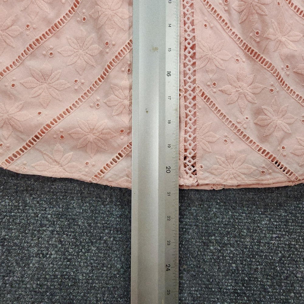 Loft Woman’s Lace Floral Embroidered Lined Cotton Skirt Light Pink Size 18 New - Picture 4 of 6